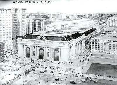 Grand Central Station bird's-eye drawing of the terminal