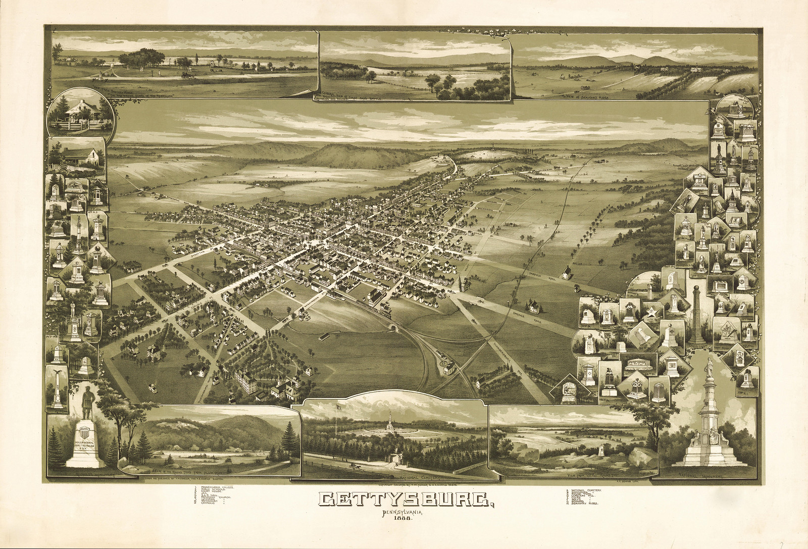 PA-Gettysburg-1888, 1888 — antique map