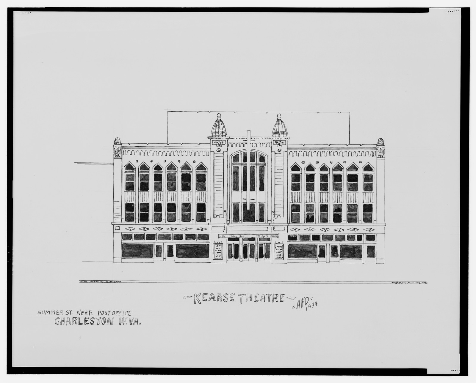 [Kearse Theatre, Summer St. near post office, Charleston, West Virginia] / AFD 1934., And Engineering (ADE) Drawings — vintage poster