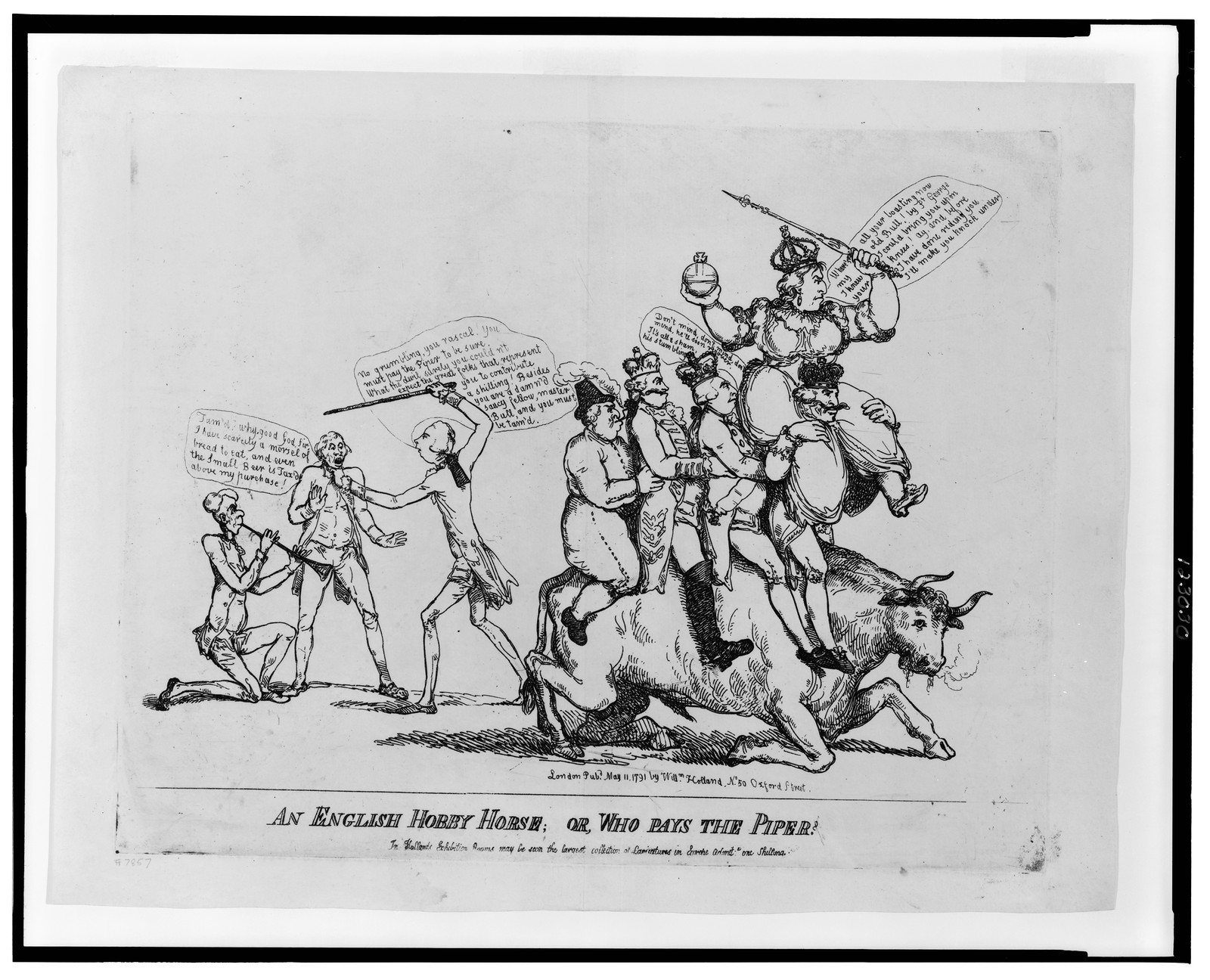 An English hobby horse, or, who pays the piper?, London : Pubd. by Willm. Holland, 1791 May 11. — historic print