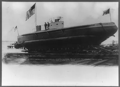 Virginia, Newport News--Even-keel submarine boat Lake launched Feb. 27, 1906
