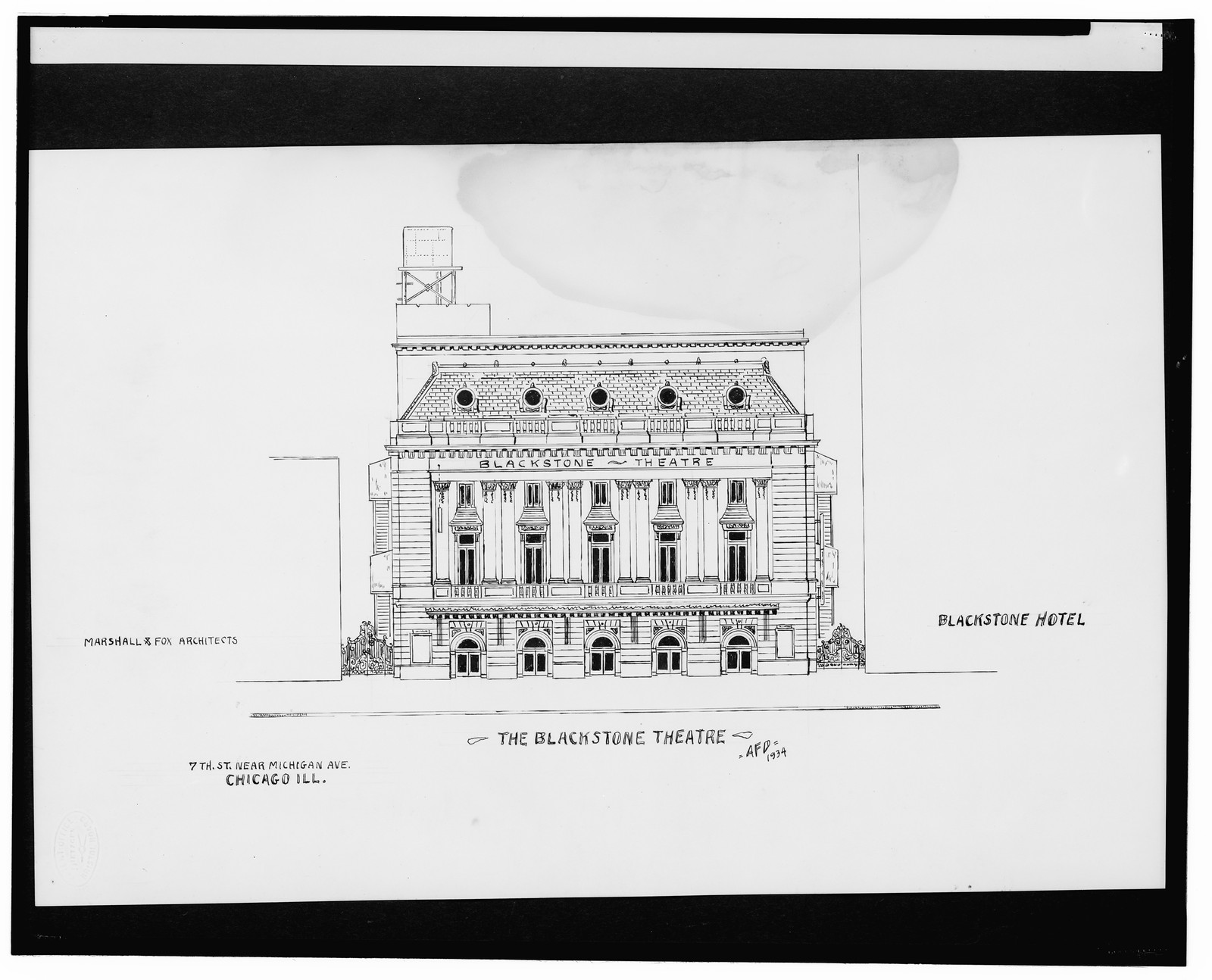 [Blackstone Theatre, 7th St. near Michigan Ave., Chicago, Illinois] / AFD 1934., And Engineering (ADE) Drawings — vintage poster