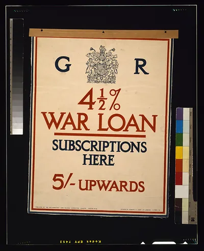 4 1/2% war loan subscriptions here / printed by Roberts & Leete Ltd., London.