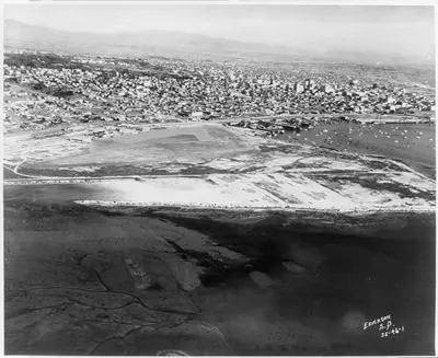 Aerial of Lindbergh Field, San Diego, Calif.