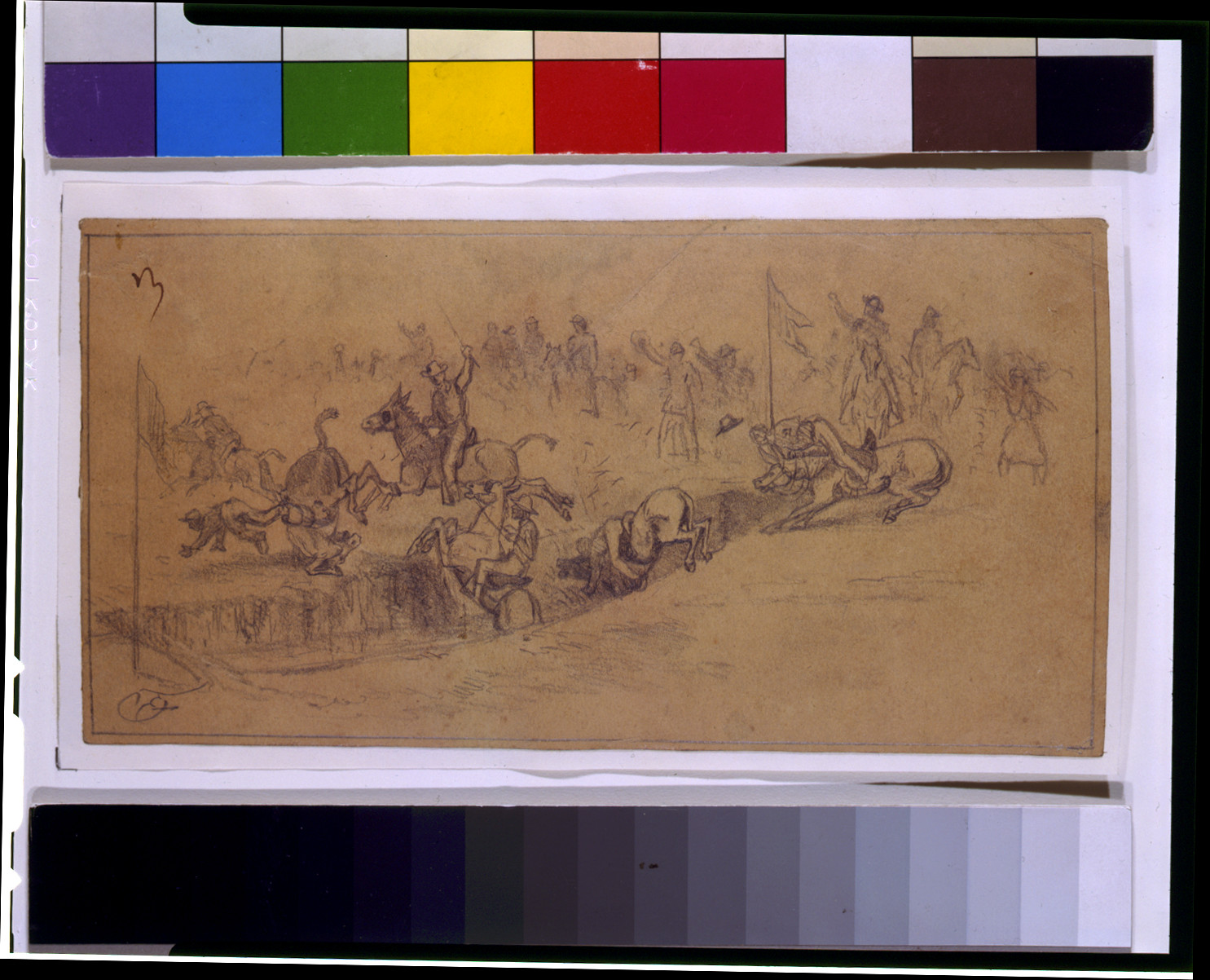 St. Patrick's Day in the army--The mule race / EF., [1863] Mar. 17. — historic drawing