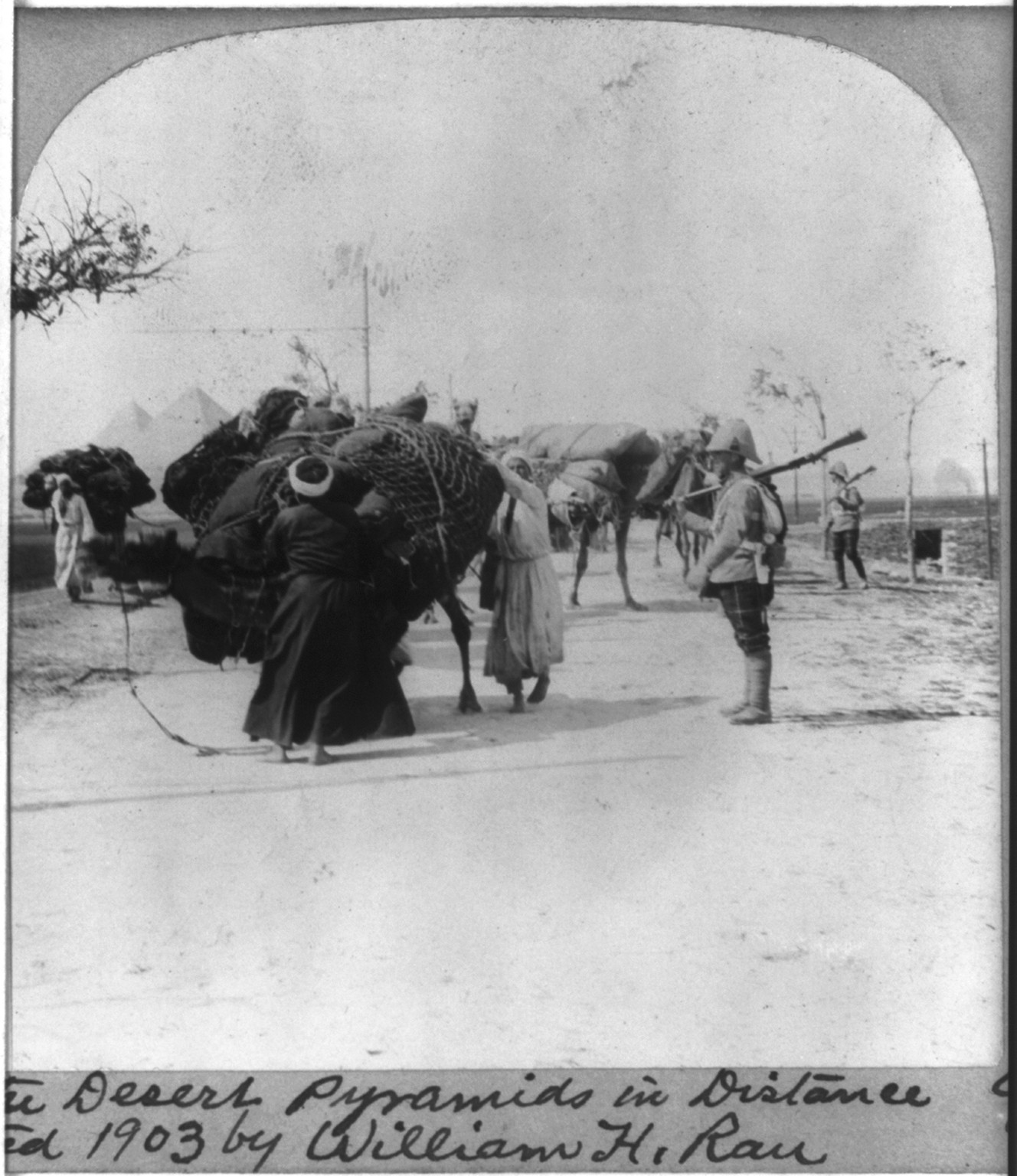 Caravan returning to Cairo from the desert pyramids, c1903. — historic photograph