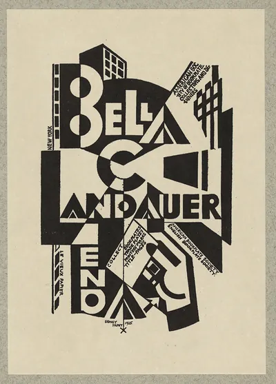 Bookplate for Bella C. Landauer by Sidney Hunt, 1925