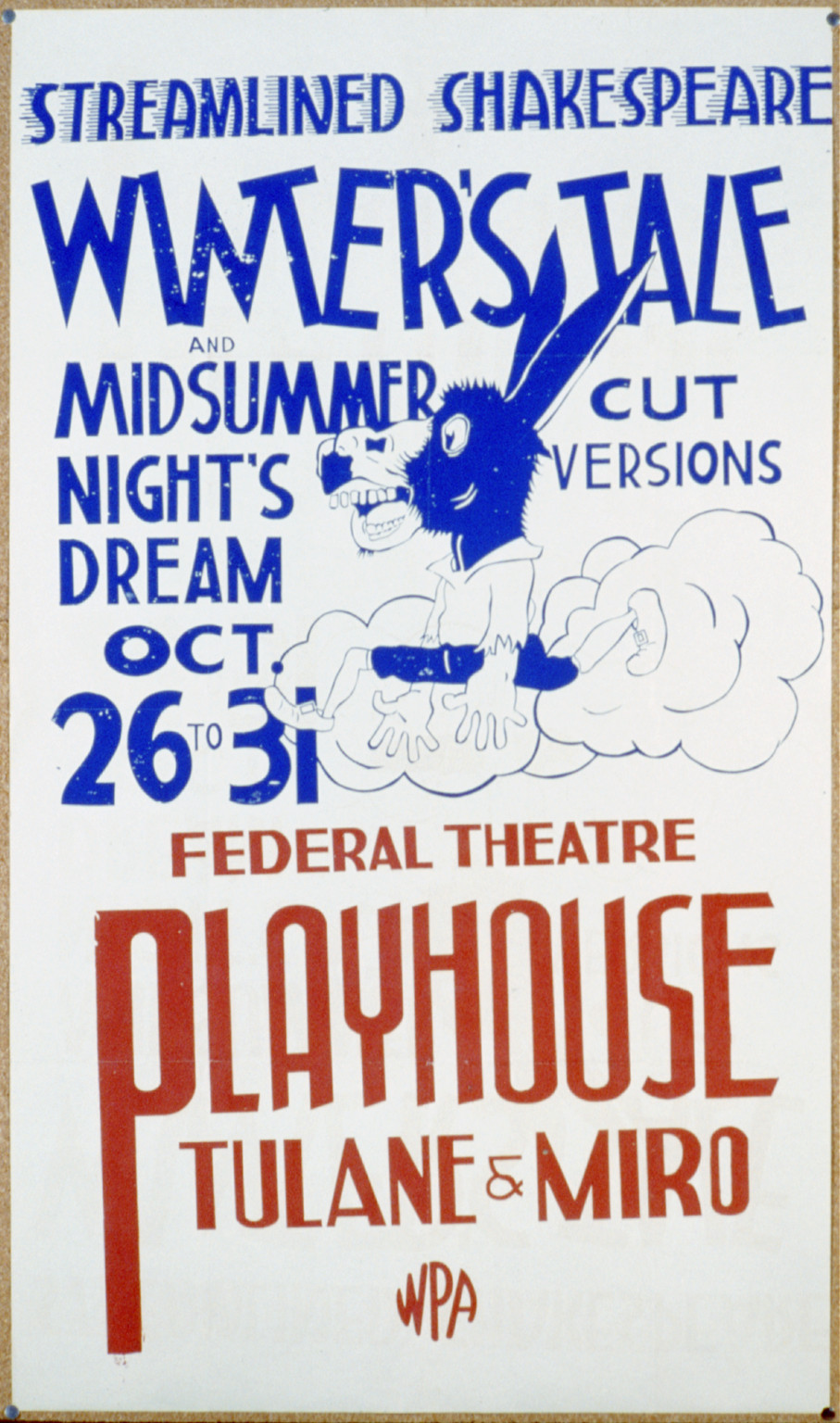 Streamlined Shakespeare - winters tale and midsummer nights dream Cut versions (S) Fede, 1936 — vintage poster