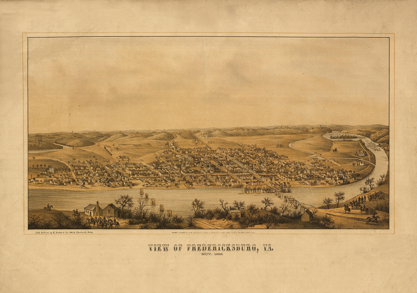 Fredericksburg, Virginia, 1862, 1862 — antique map