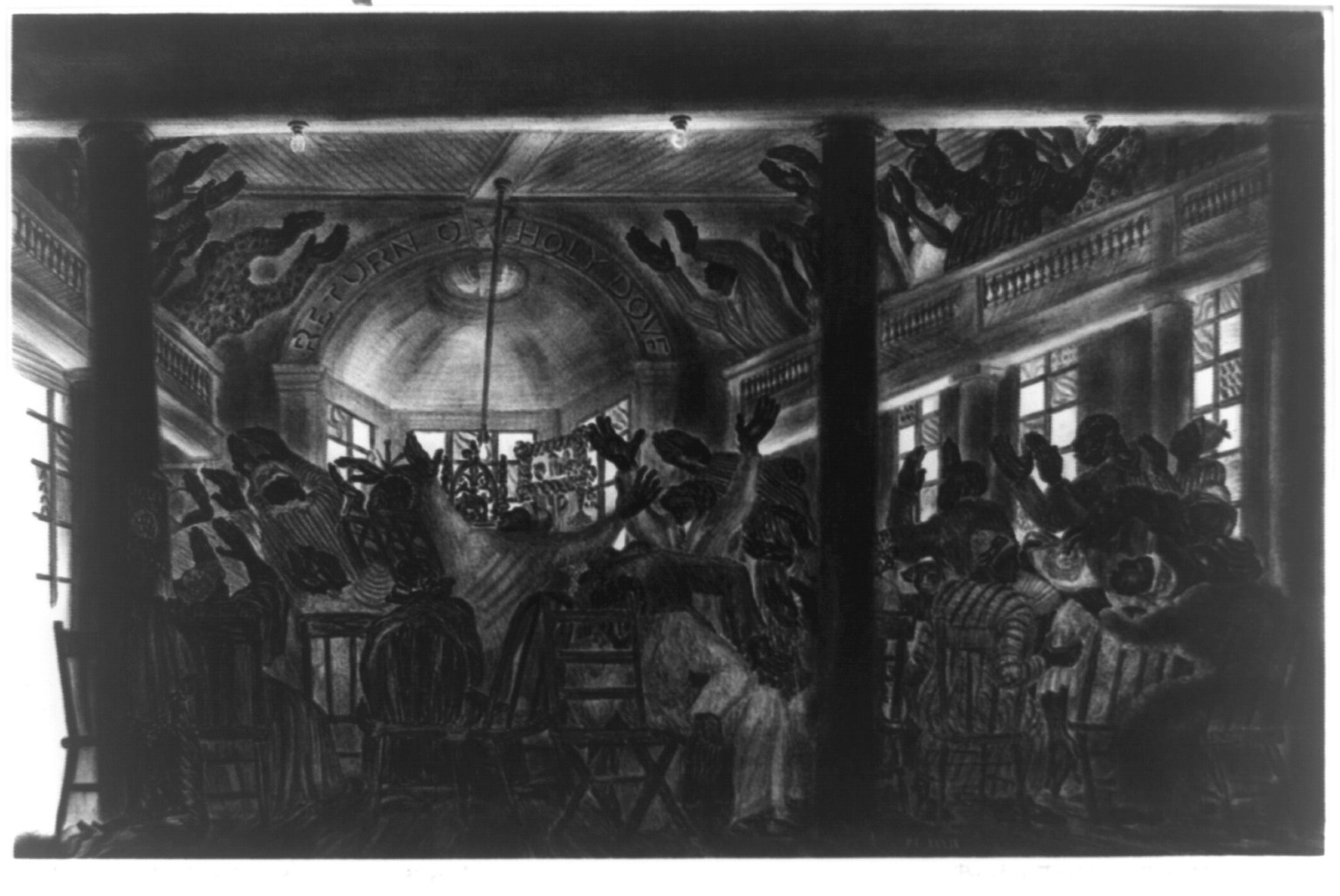 Experience meeting, Massydony, 1934 — antique lithograph