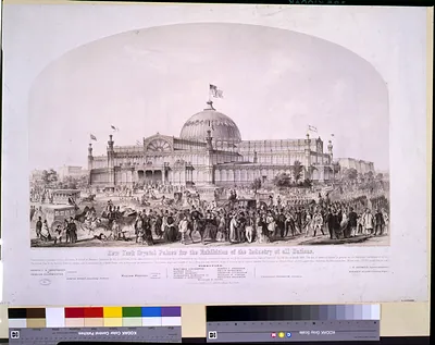 New York Crystal Palace for the exhibition of the industry of all nations / designed by Carstensen & Gildemeister, N.Y. ; lithography of Nagel & Weingärtner, N.Y.; figures by Doepler.