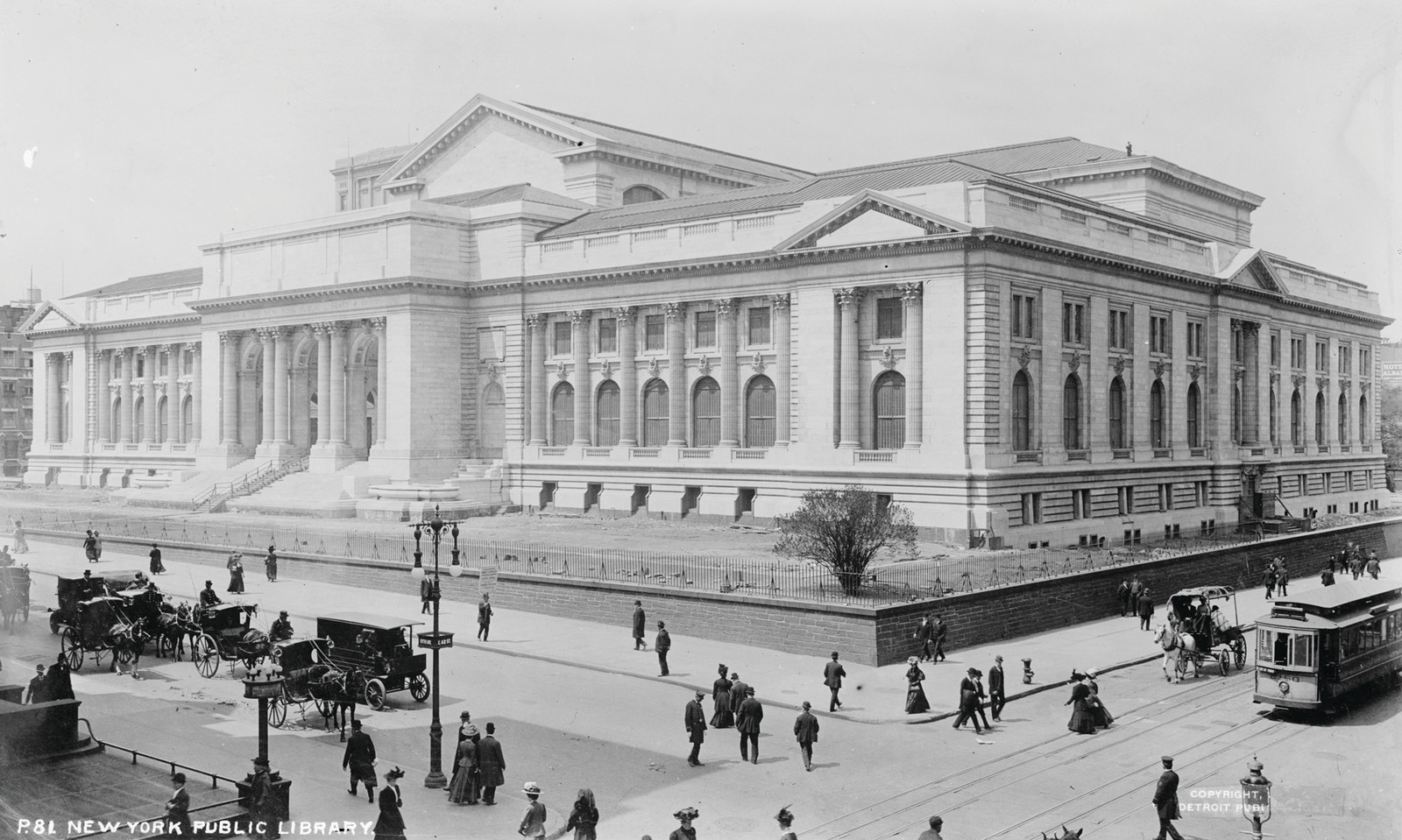 New York Public Library, New York, c. 1908 — historic photograph