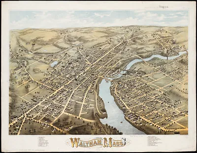 View of Waltham, Mass. (bird's-eye town map)