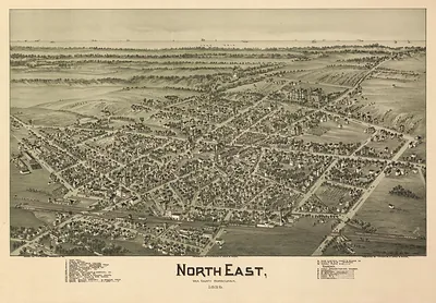 North East, Erie County, Pennsylvania, 1896 bird's-eye view map