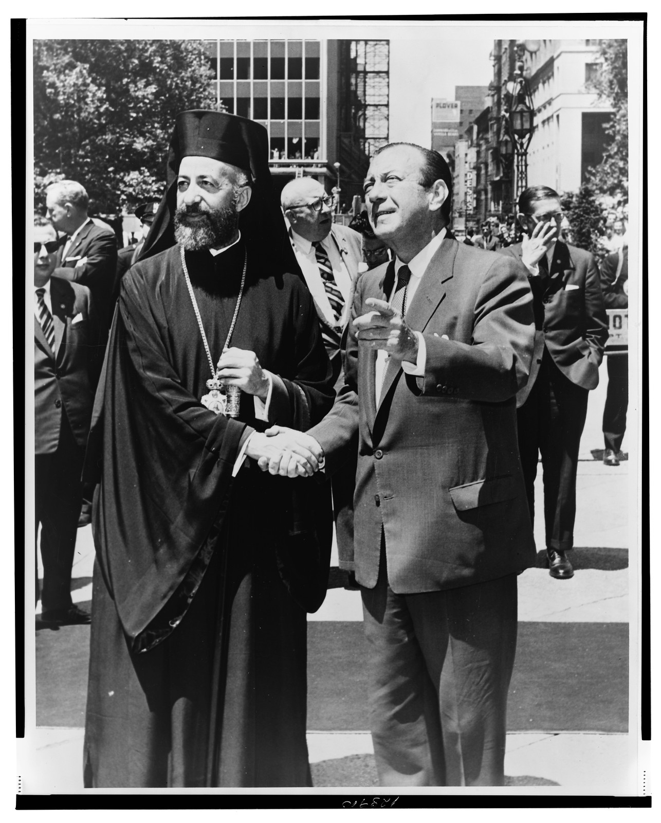 Mayor Wagner greets Archbishop Makarios at City Hall / World Telegram & Sun photo by O. Fernandez., [1962 June 8] — historic photograph