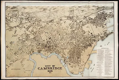 Bird's-eye map of City of Cambridge, Massachusetts, 1867