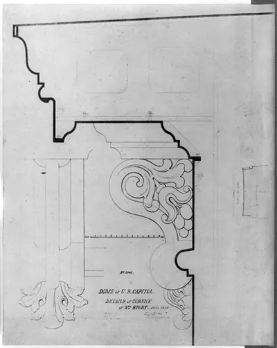 Dome of U.S. Capitol, details of cornice, second story