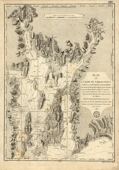 Plan de la Baie de Narraganset dans la Nouvelle Angleterre, 1780