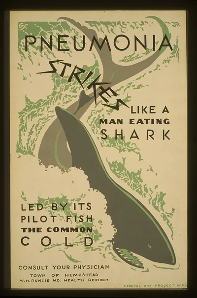 Pneumonia strikes like a man eating shark led by its pilot fish the common cold Consu