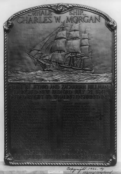 [Memorial plaque--1841 whale ship Charles W. Morgan]