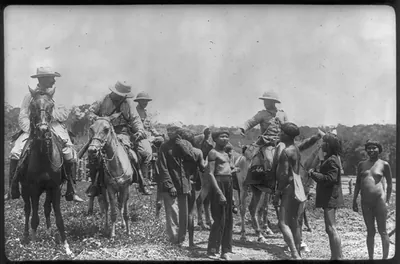 [Theodore Roosevelt, 1858-1919; lantern slide of Roosevelt's Brazil expedition, 1913, taken by his son Kermit]