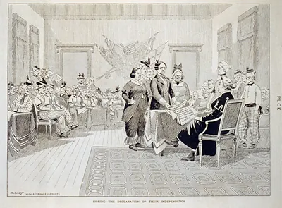 Signing the declaration of their independence