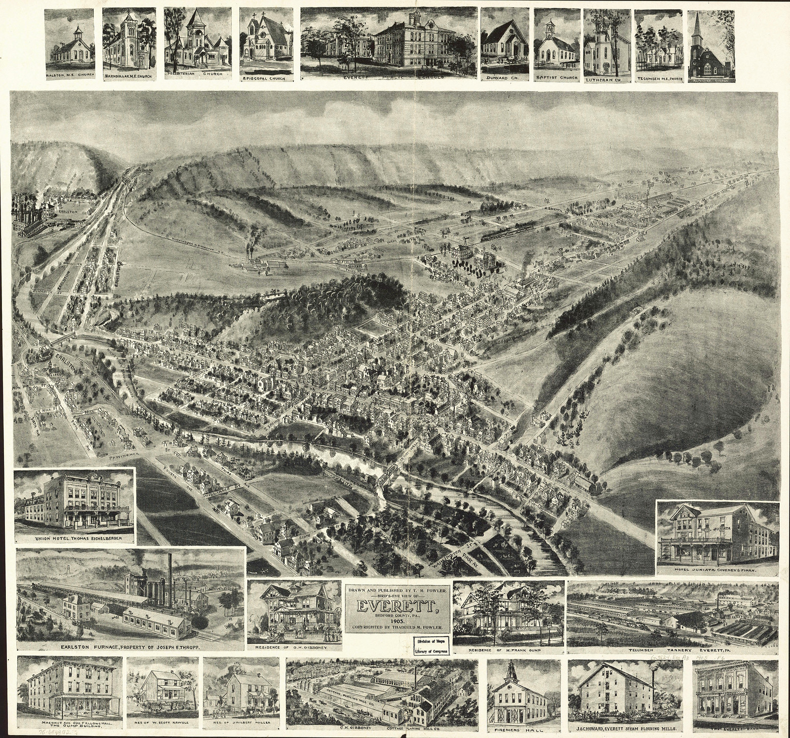 Everett, Pennsylvania, 1905, 1905 — antique map