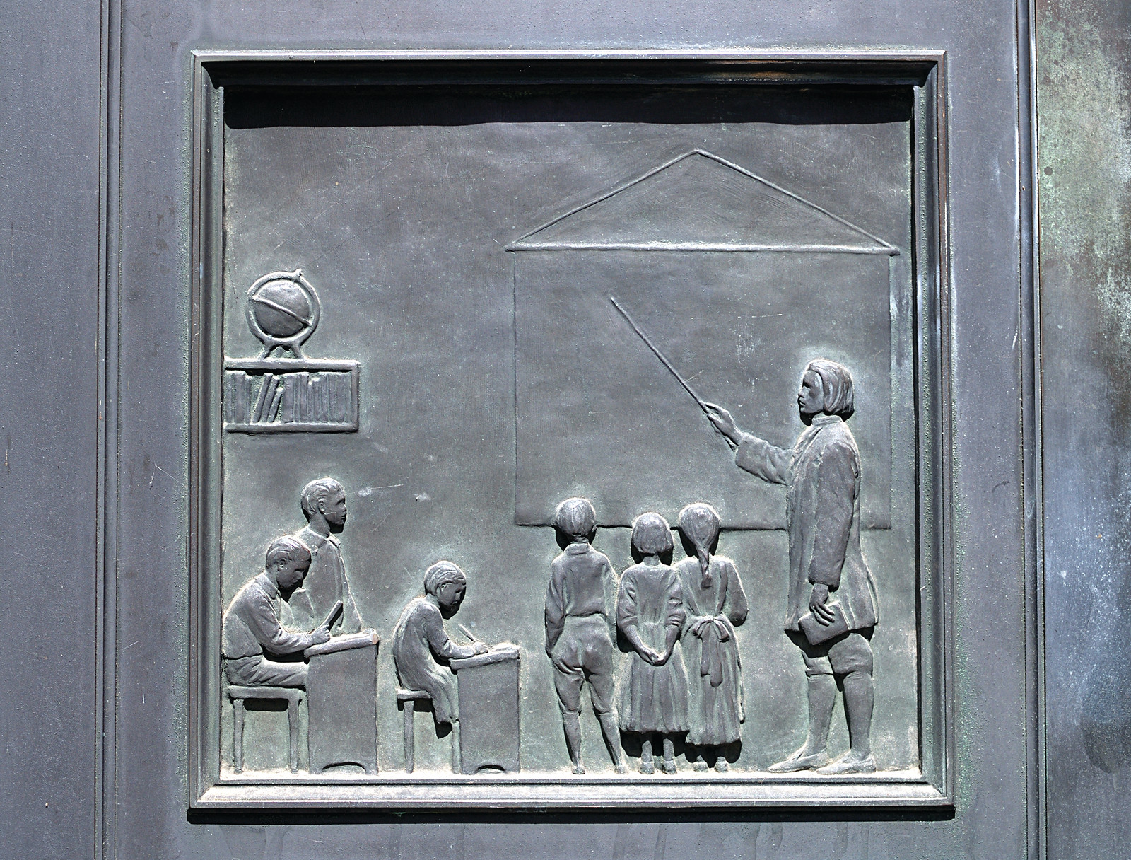 Detail from Gail Sherman Corbett's Bronze Door to City Hall (Springfield, MA) — historic image