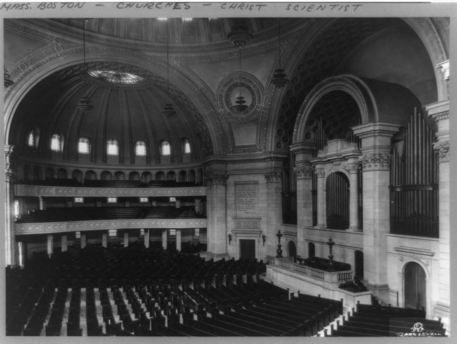 General view of the interior of the First Church of Christ Scientist, Boston, Mass., c1923 May 7. — historic photograph