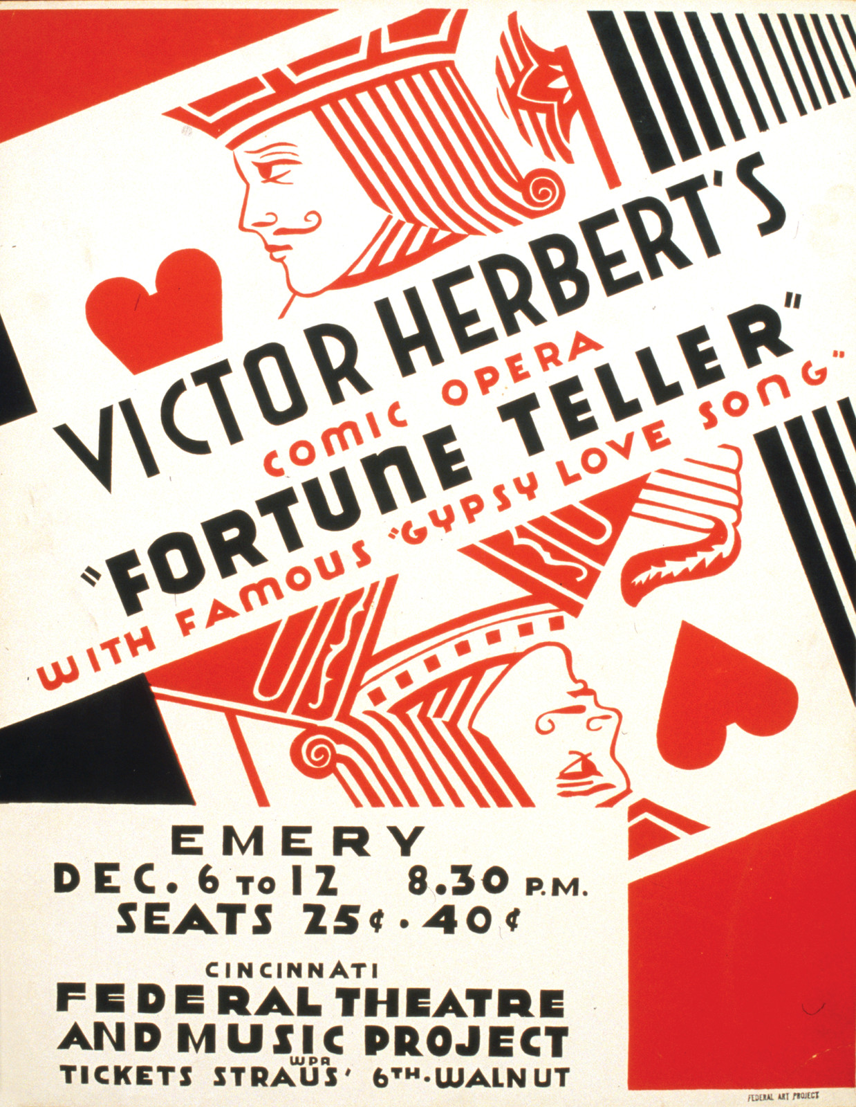Victor Herbert's Comic Opera “Fortune Teller" with Famous "Gypsy Love Song." Ohio: Federal Art Project (WPA), c. 1936-1941 — historic print