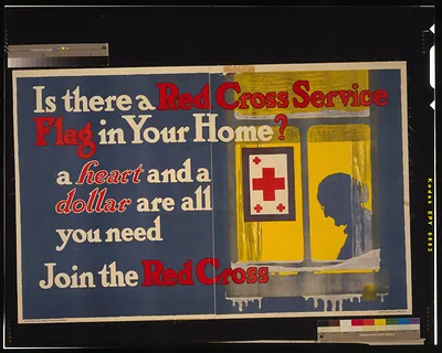 Is there a Red Cross service flag in your home? A heart and a dollar are all you need - Join the Red Cross / EH [monogram].