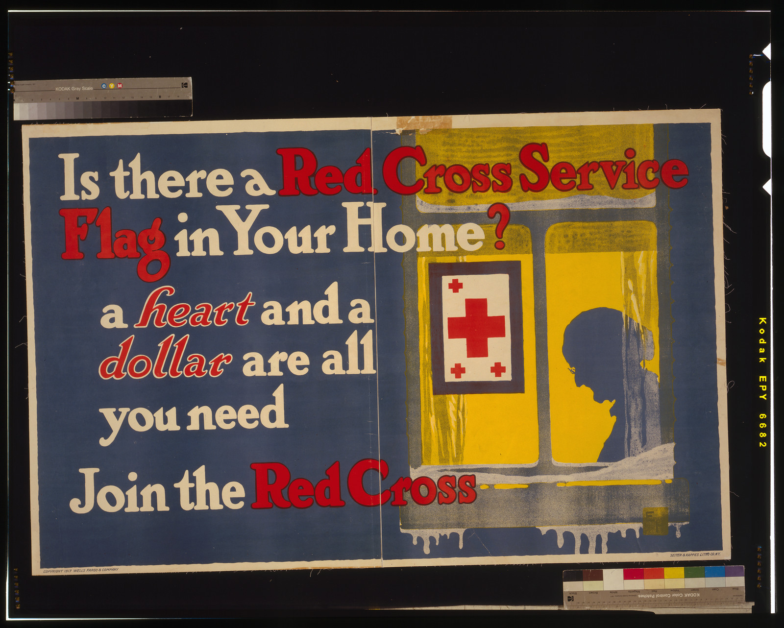 Is there a Red Cross service flag in your home? A heart and a dollar are all you need - Join the Red Cross / EH [monogram]., 1917 — vintage poster