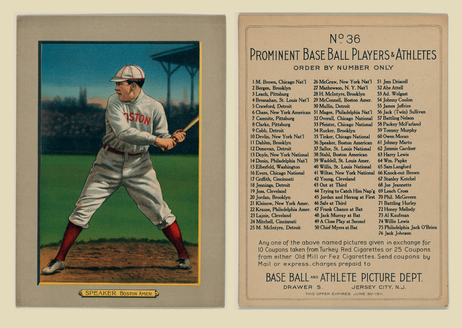 Speaker, Boston Amer. baseball card, Prominent Base Ball Players — historic image