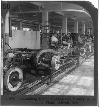 Assembling room, chassis and motors, auto plant, Detroit, Mich.
