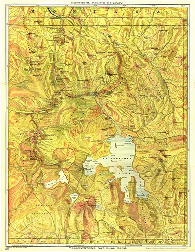 Yellowstone National Park, Northern Pacific Railway map