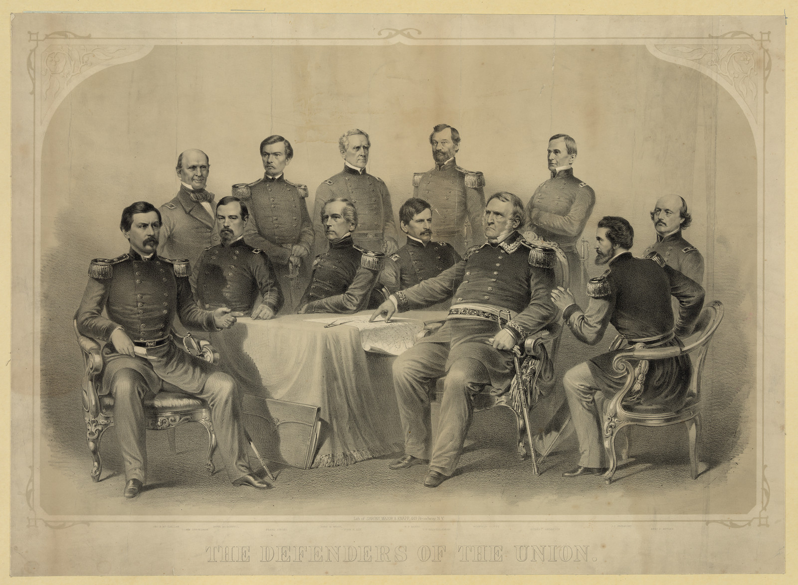 Union generals / Mayer & Stetfield's lith. 97 State St., Boston : B.B. Russell, c1861. — antique lithograph