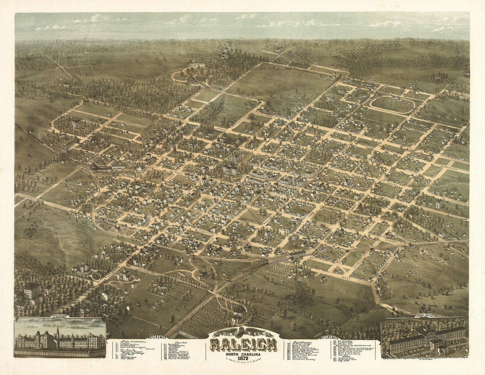 NC Raleigh 1872 MAP, 1872 — antique map
