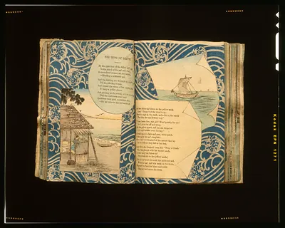 Open illustrated book with poem "The Wing of Death