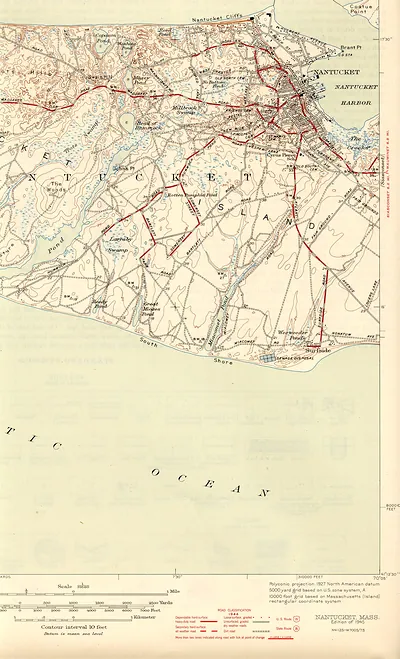 Nantucket, Massachusetts topographic map, 1945 edition