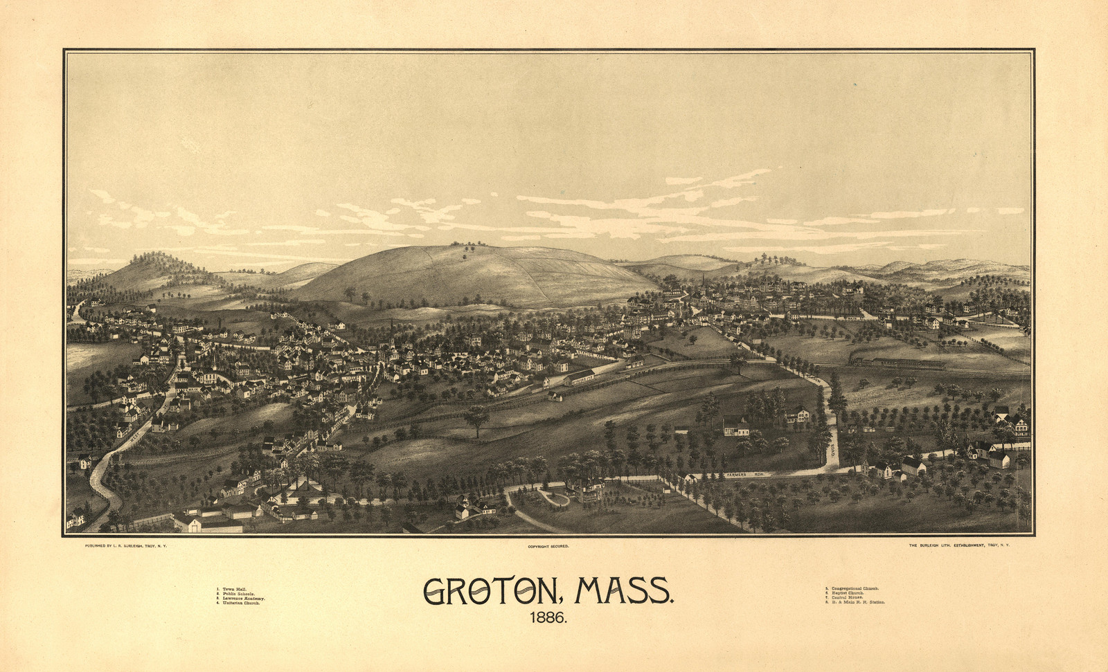 Groton, Massachusetts, 1886, 1886 — antique map