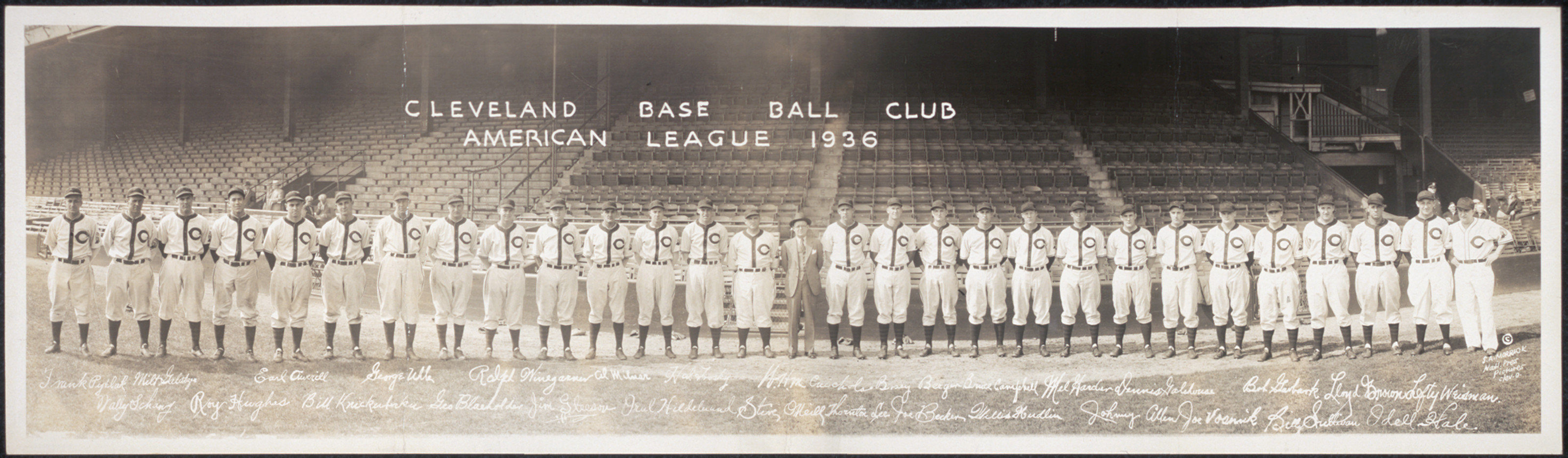 Cleveland Base Ball Club, American League 1936, team panorama, 1936 — historic image
