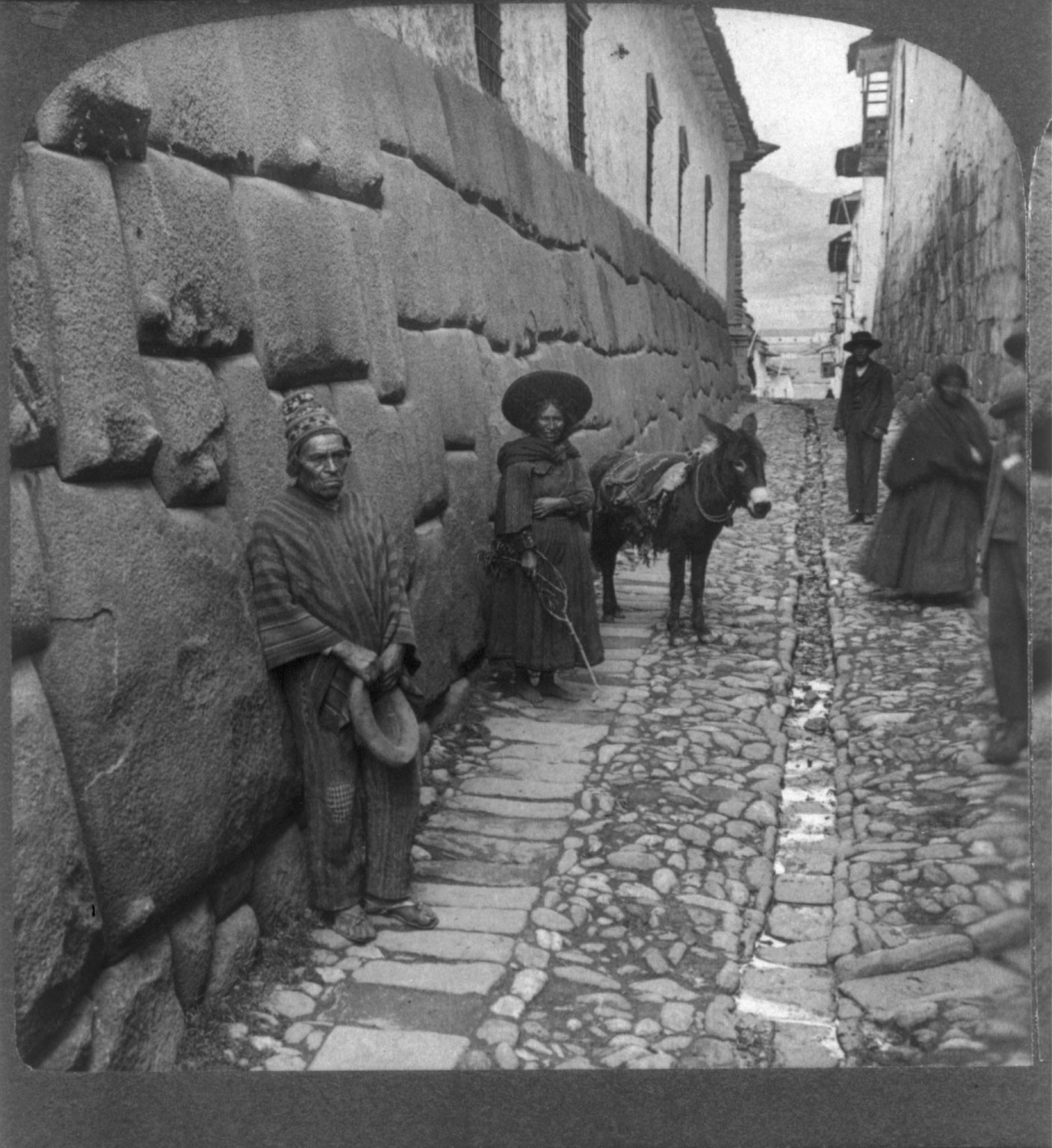 Wonderful masonry of ancient Incas, laid without tools or mortar, Triumph St., Cuzco, Peru, c1906. — historic photograph