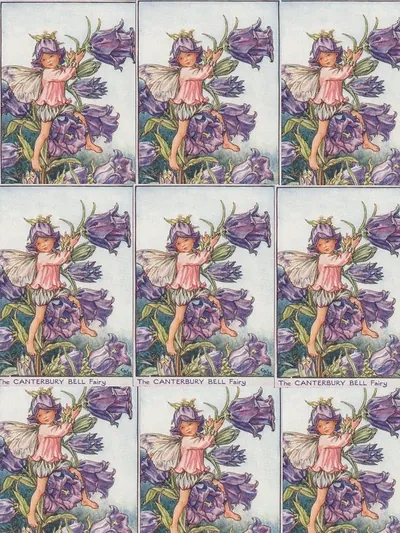 The Canterbury Bell Fairy repeated on a printed sheet