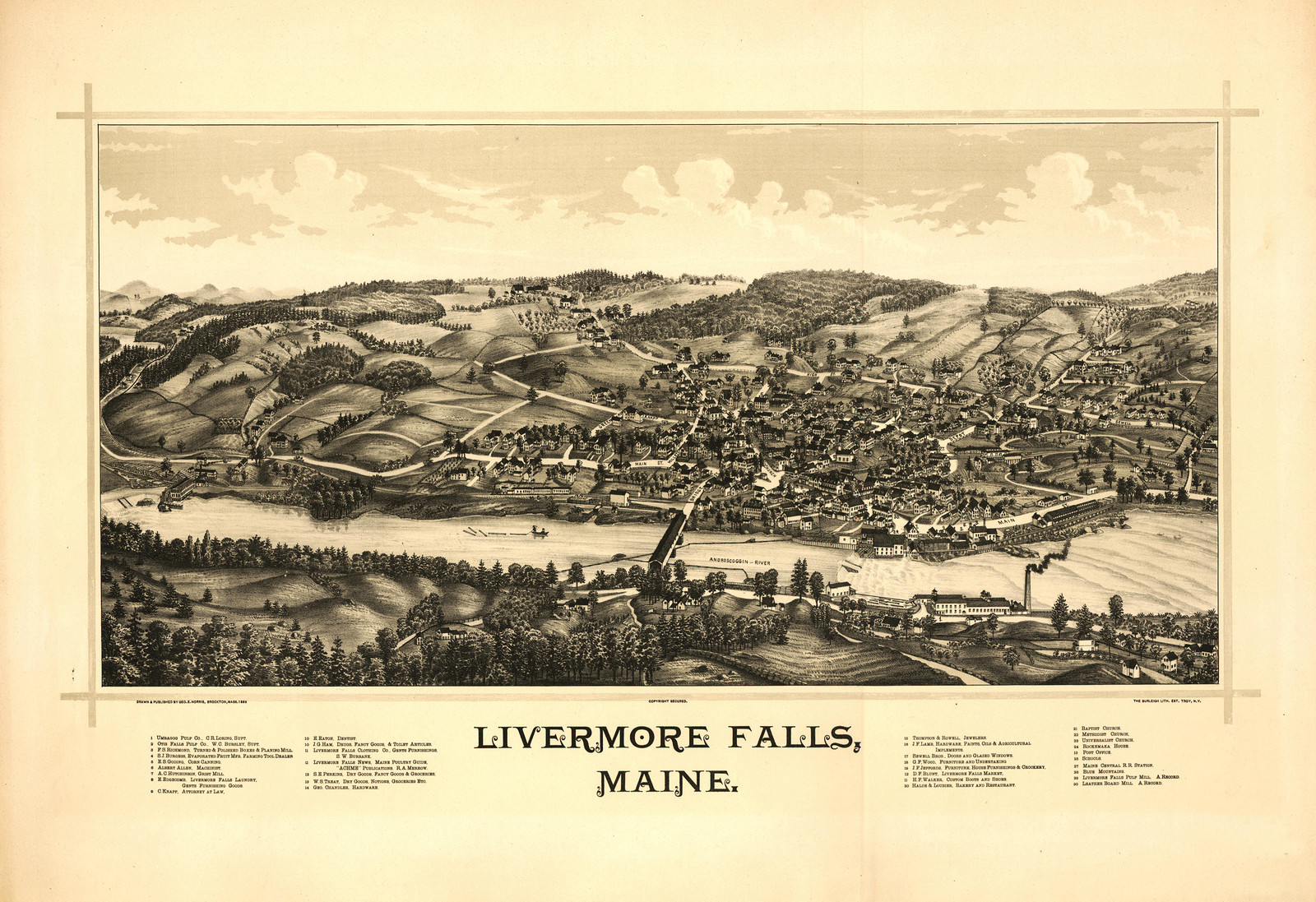Livermore Falls, Maine, 1889, 1889 — antique map