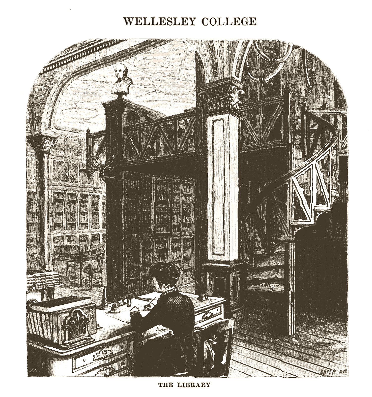 Wellesley College From Harpers Weekly 1876 6, Massachusetts — antique map