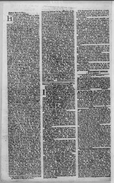 [Page 2 of the Boston Gazette, Dec. 20, 1773. Newspaper tells of the Boston Tea Party]