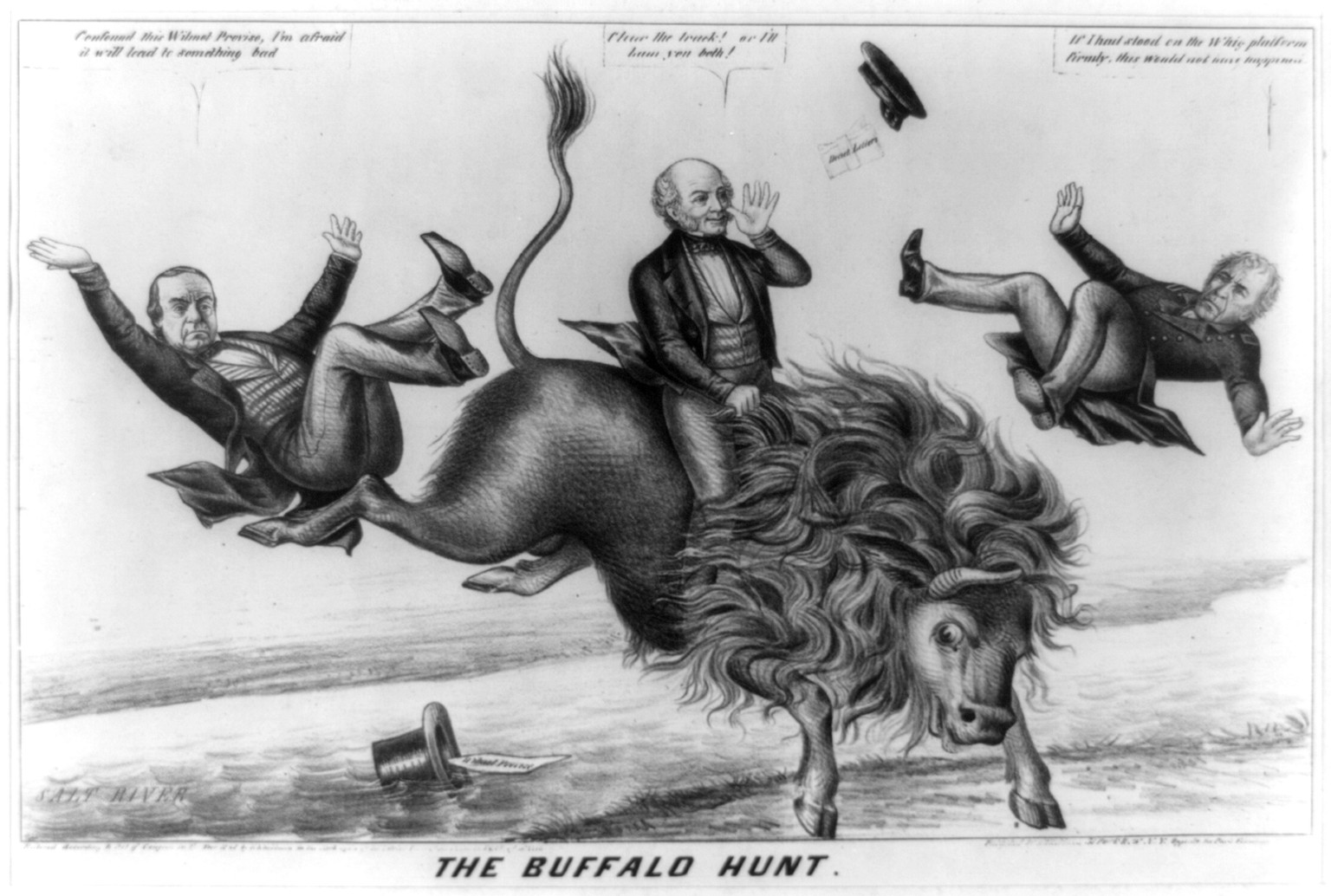 The buffalo hunt, N.Y. : Published by H.R. Robinson, 1848. — antique lithograph