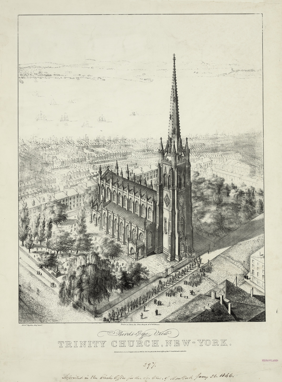 Birds-Eye View of Trinity Church, New-York — historic image