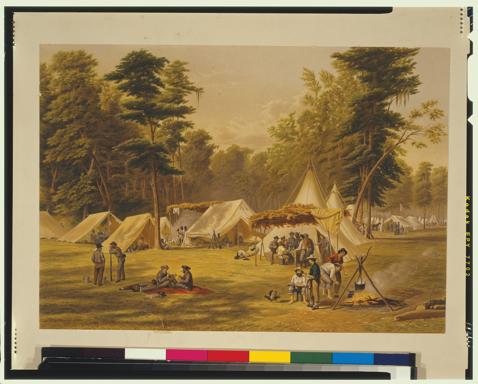 Confederate camp" during the late American war", London : Louis Zimmer, c1871. — antique lithograph
