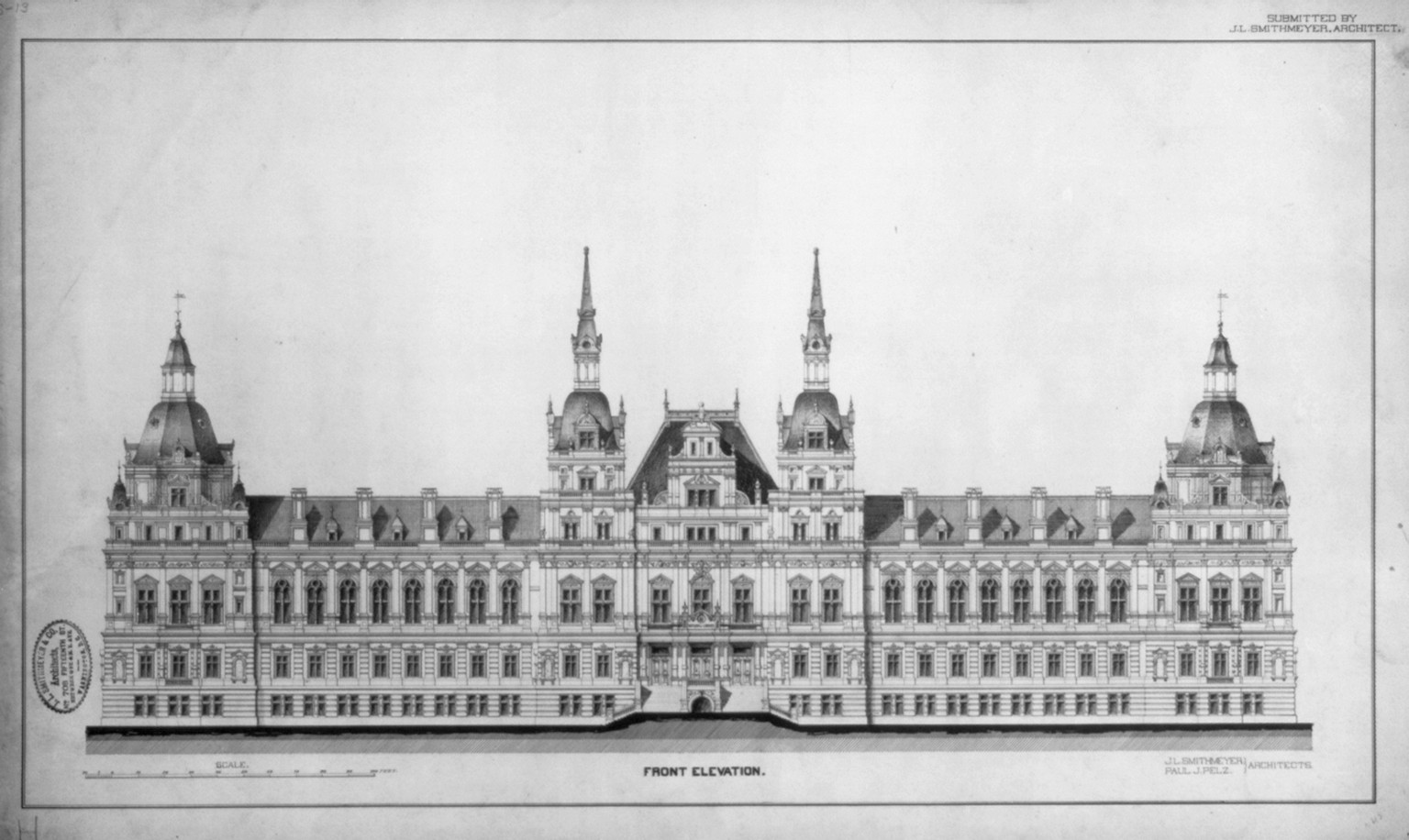 [Library of Congress (National Library") Washington D.C. Front elevation, 2002711906 — historic image